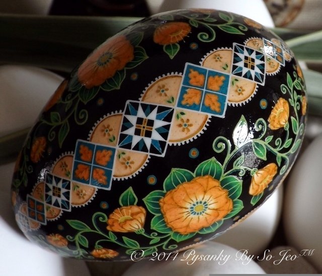 Peach Floral Ukrainian Easter Egg Pysanky By So Jeo